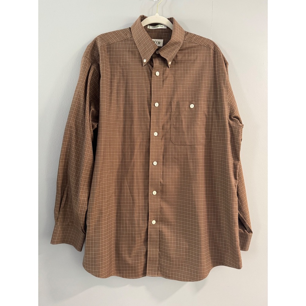Orvis Sporting‎ Traditions Mens Brown Plaid Button Down Long Sleeve Shirt L